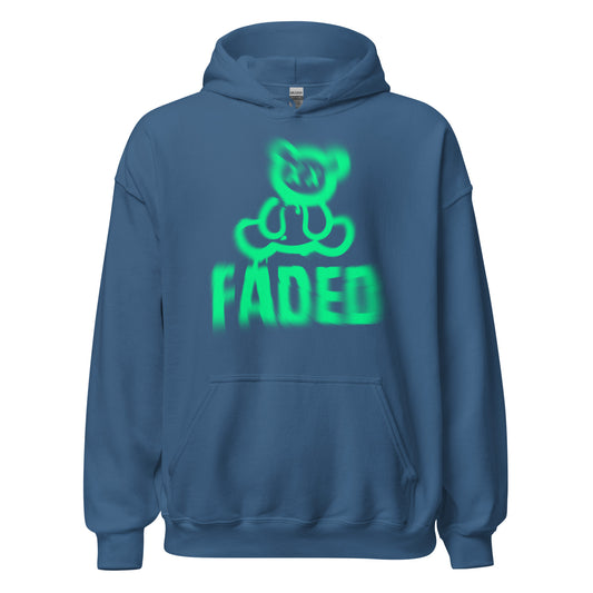 Indigo blue & light green Faded hoodie