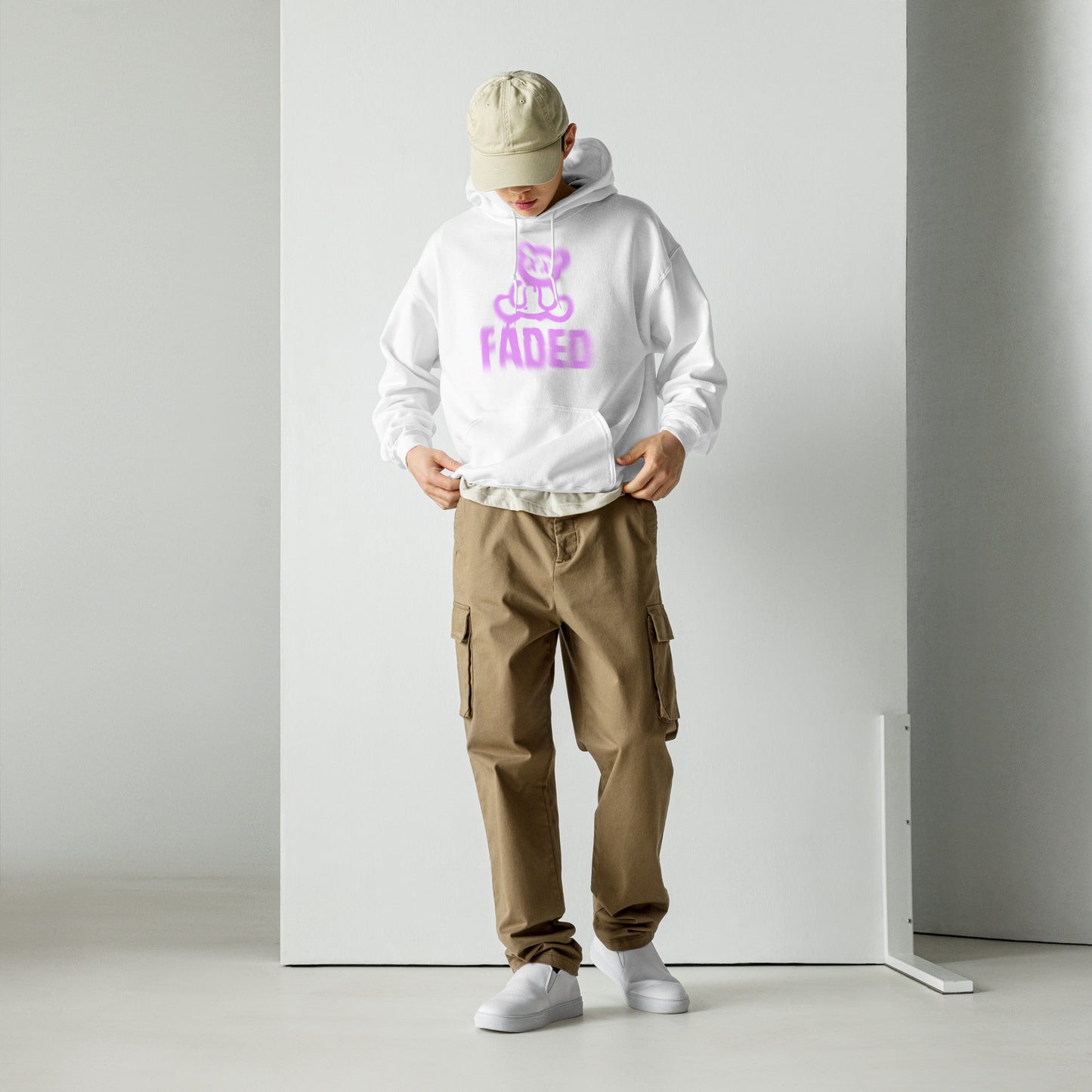 White & pink Faded Hoodie